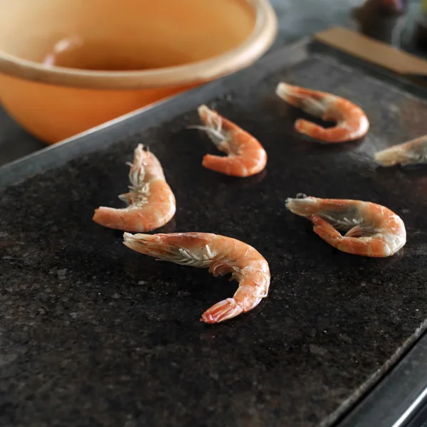 Cooking Shrimps On Grill