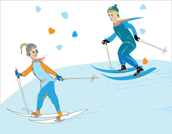 Young Couple Skiing
