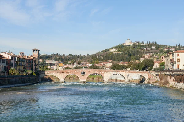 Ponte Pietra, a Roman arch bridge crossing the Adige River