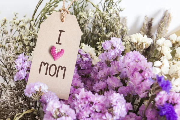 Bouquet of dried flowers with mothers day card