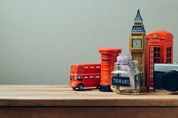 Travel to Great Britain concept with souvenirs