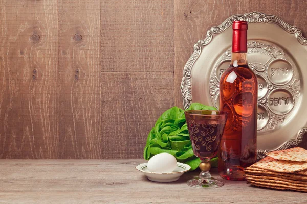 Passover background with wine bottle