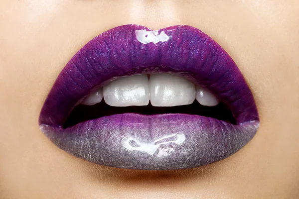 Gradient coloring from purple to silver  female lips