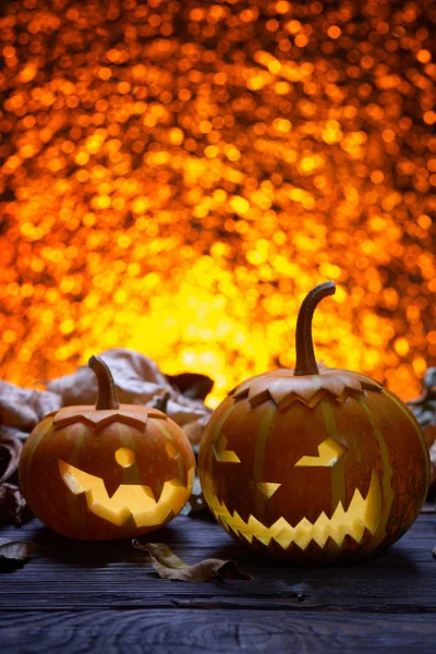 Holiday pumpkins in the bright background