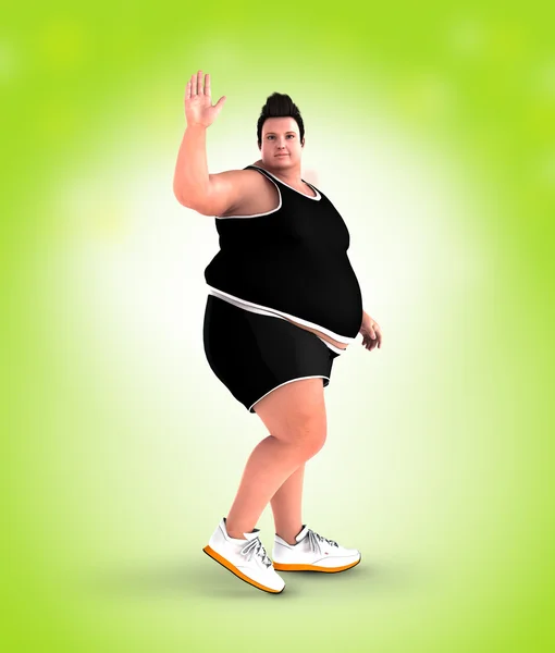 Obese man with green background