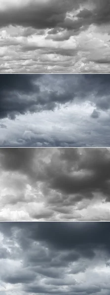 Storm sky, four images of cloudy sky.
