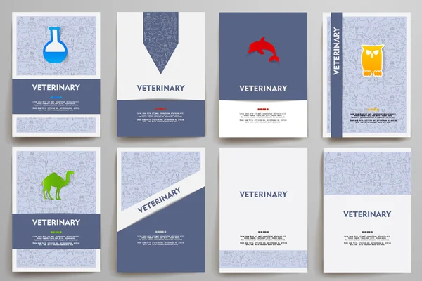 Templates set with doodles veterinary theme