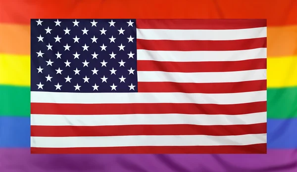 Flag of USA and rainbow flag