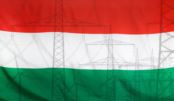 Energy Concept Hungary Flag with power pole