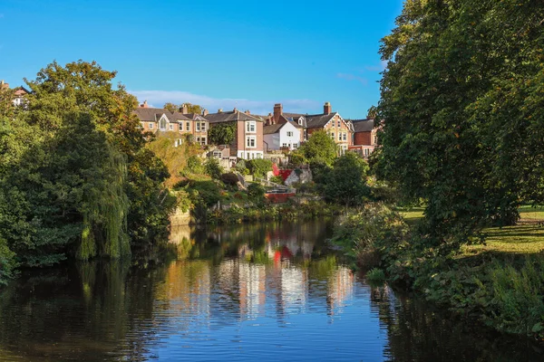 Morpeth river Wandsbek, English town, English houses on the rive