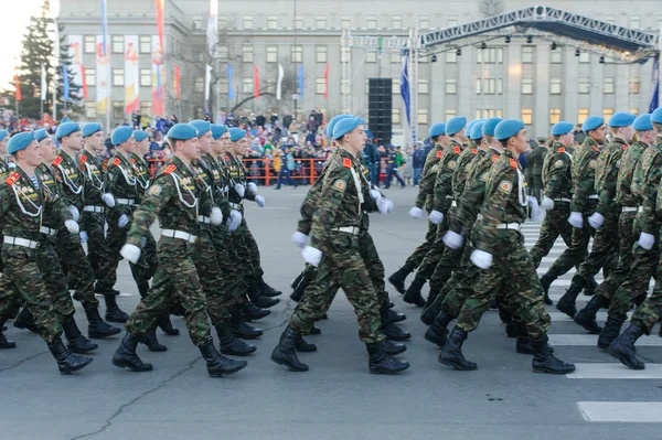 IRKUTSK, RUSSIA - 7 MAY 2015: Rehearsal of the Victory Day parade at Kirov\'s square, Irkutsk. 70 years of the victory in World War 2 against Nazi Germany
