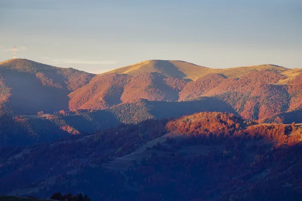 Mountains lit by rising sun