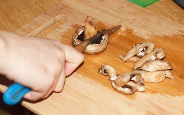 Food Preparation - Cutting a Mushroom