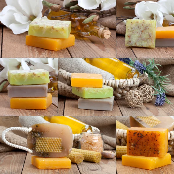 Collage of colorful handmade soap bars