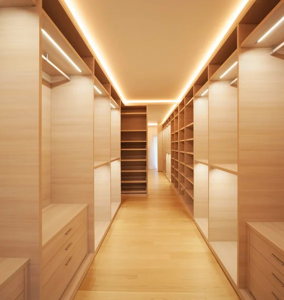 Elegant wooden walk-in closet