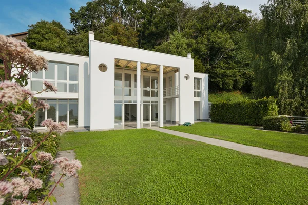 Garden of a white modern villa