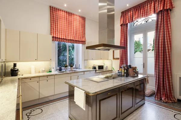 Interior, wide modern kitchen