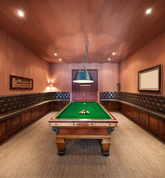 Interior, luxury room with pool table