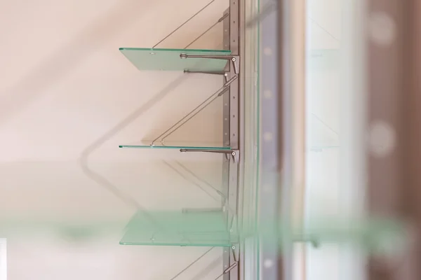 Detail of glass shelves