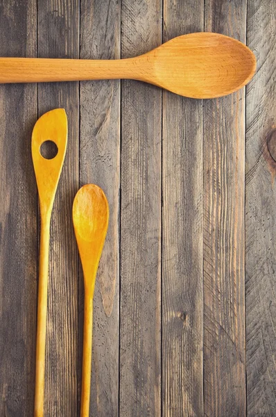 Wooden kitchen spatulas and spoons