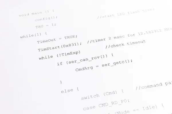 A printout of programming code
