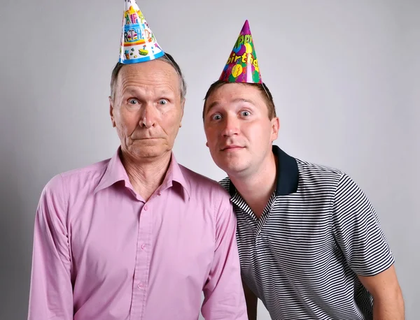 Funny Men Face . Crazy young and old man, portrait shoot,