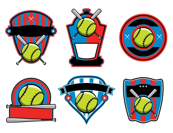 Softball and Bat Emblems and Badges