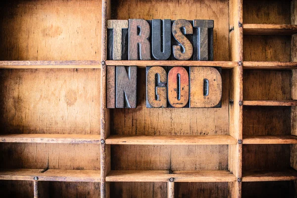 Trust in God Concept Wooden Letterpress Theme