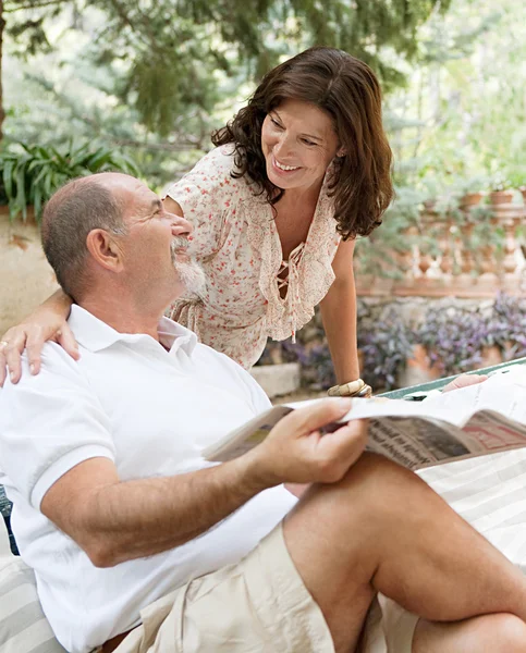 Couple enjoying a holiday in a luxury hotel