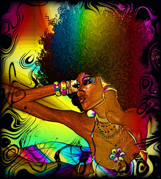 Abstract Digital Art of Woman with Afro.