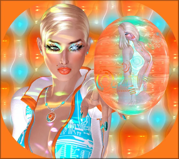 A colorful science, technology and futuristic, abstract beauty and fashion image.