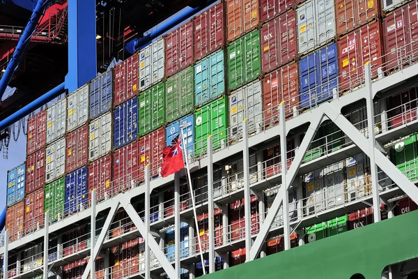Container ship at the Port of Hamburg (Hamburger Hafen),Germany.