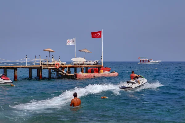 Water Activities on holiday in resort of Kemer, jet skiing.