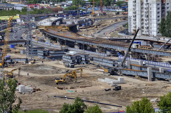 Building site,  construction viaduct transport interchanges, Russia, Saint Petersburg.