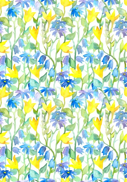 Seamless floral pattern - fantasy flowers. Watercolor