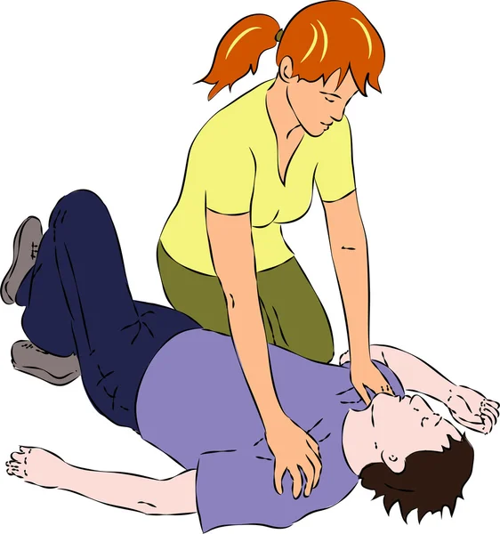 First aid - woman near man unconscious