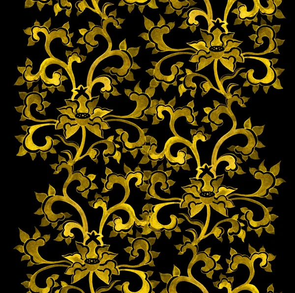 Repeat floral ornamental border with chinese golden flowers.