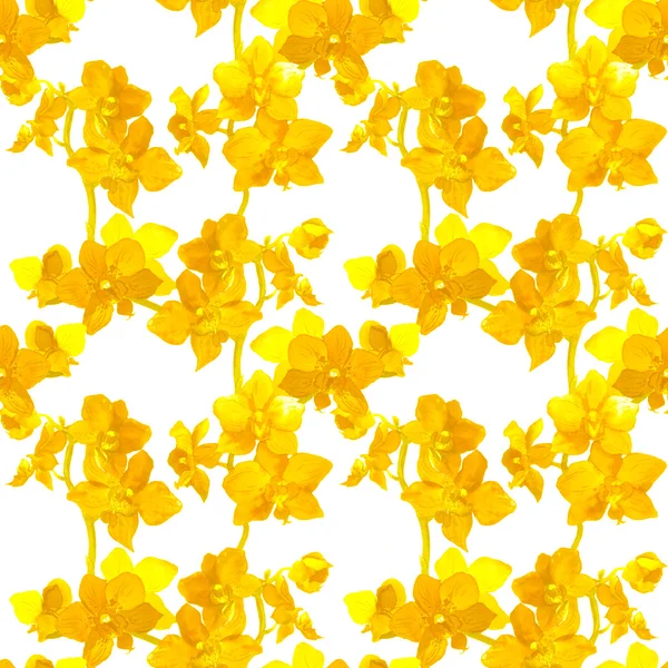 Tropical orchid flowers - exotic floral pattern. Repeating background. Watercolour.