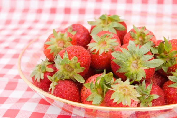 Fresh Organic Strawberries in a Transparent Bowl