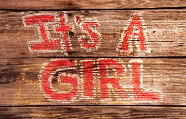 Its a Girl Birth Announcement Painted on a Wooden Wall