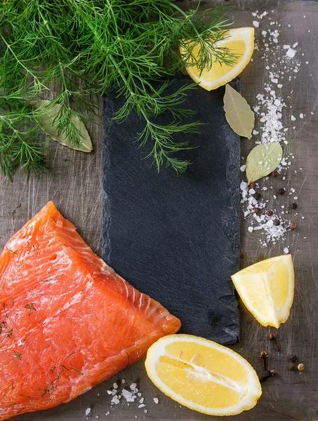 Salted salmon with dill