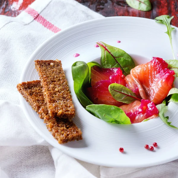 Salted salmon with beetroot