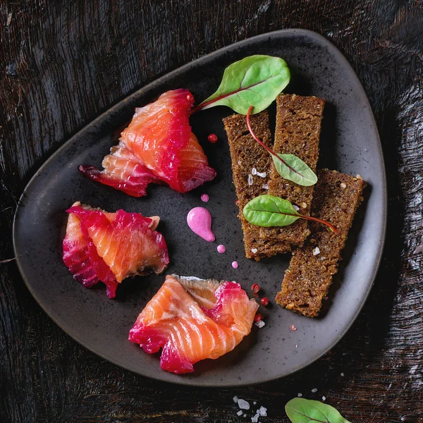 Salted salmon with beetroot