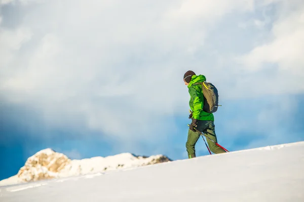 Mountaineer sport in winter frame.