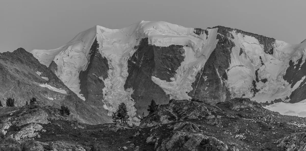 Panorama of high mountains black and white vintage style