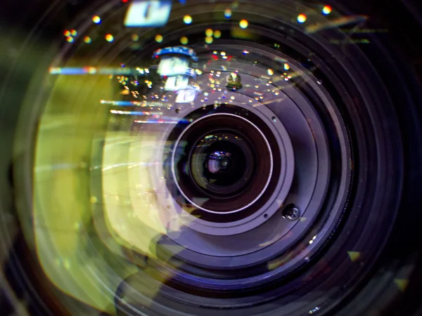 Lens of the television camera.