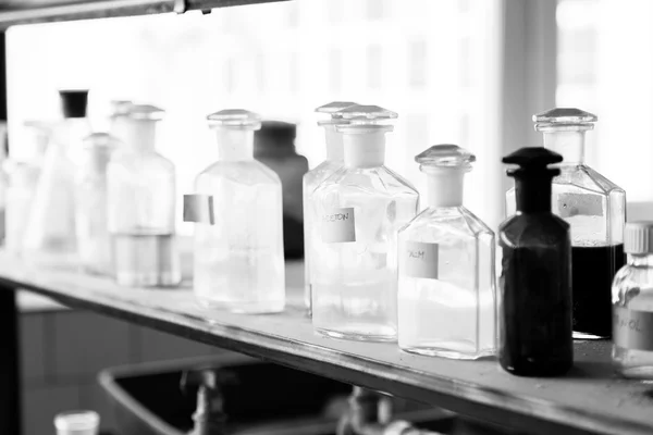 Old laboratory with a lot of bottles