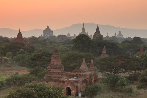 The temples of Bagan at sunrise in Myanmar