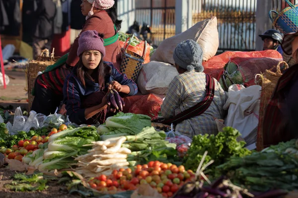 The weekly market of Kalaw in Myanmar, 2015 December 20
