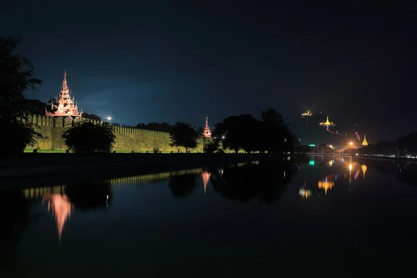 Royal Palace of Mandalay at night